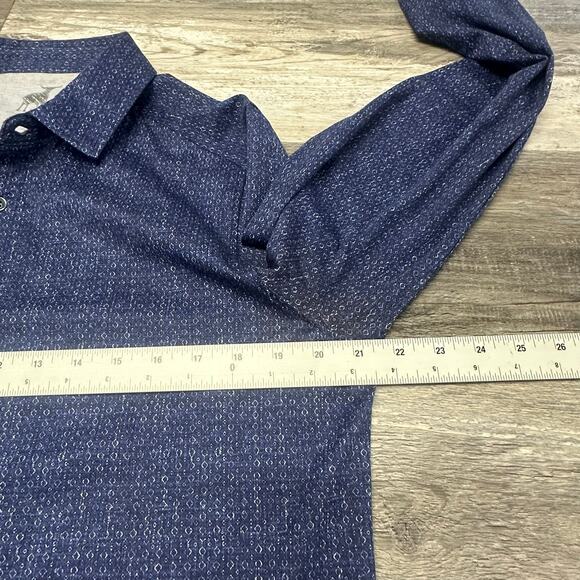 Raffi Shirt Blue Mens L Geometric Patterned Luxury Cotton Long Sleeve Button Up - Picture 7 of 8